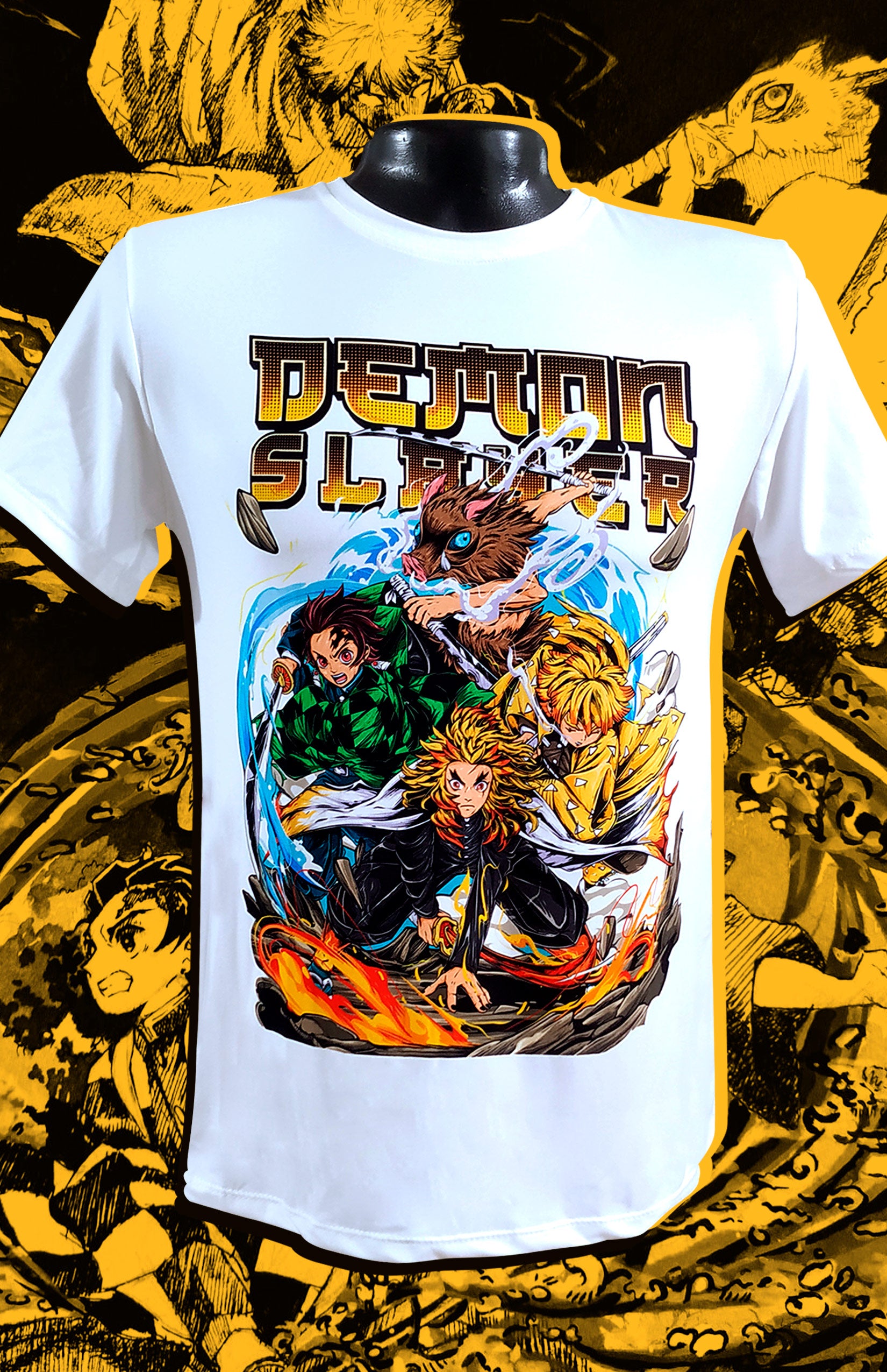 Camiseta Tanjiro, Zenitsou, Inosuke y Rengoku (Demon Slayer)